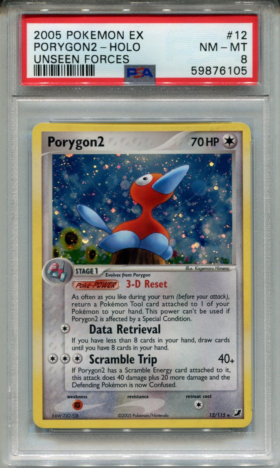 Pokemon Ex Unseen Forces #12 Porygon2 Holo PSA 8