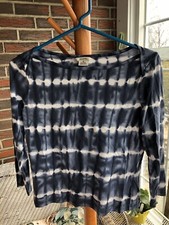 Michael Kors Medium Top Silk & Cotton Knit Tie Dye Boat Neck Pullover