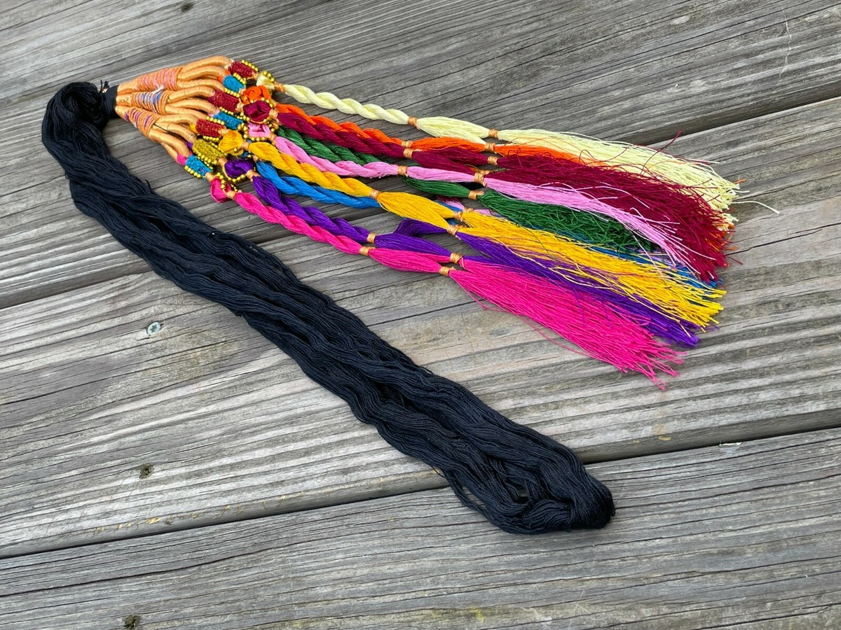 Paranda Hair Accessory Black with Multi color Traditional Hair Paranda Lot of 2 Hair Paranda Cultural Hair Accessory Multi Color Traditional  main image 4