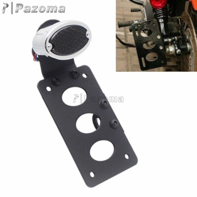 Motorcycle LED Tail Brake Light Side Mount License Bracket Plate