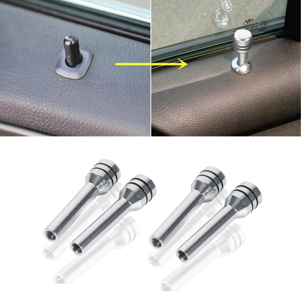 4x Aluminio Universal Vehículo Coche Interior Puerta Cerradura Palo Perilla Tirador Pasadores Plata Foto 3 de 4