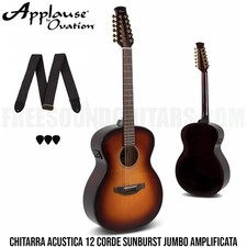 Ovation Applause AAJ96-1 Chitarra acustica 12 corde amplificata Sunburst Jumbo