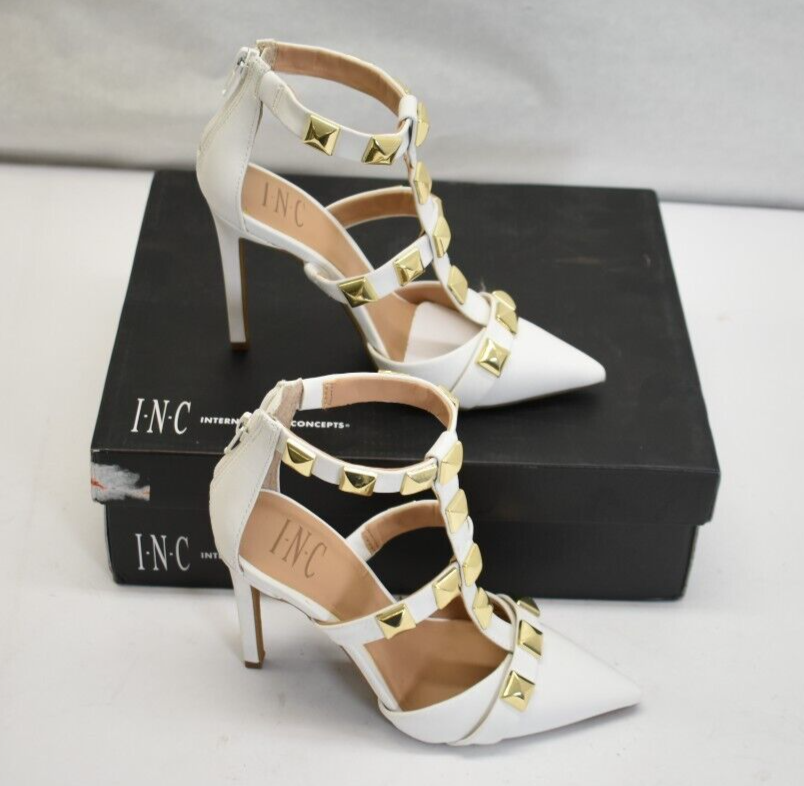 INC Womens Syndia Studded Dress Sandals White Smooth Size 5 M | eBay