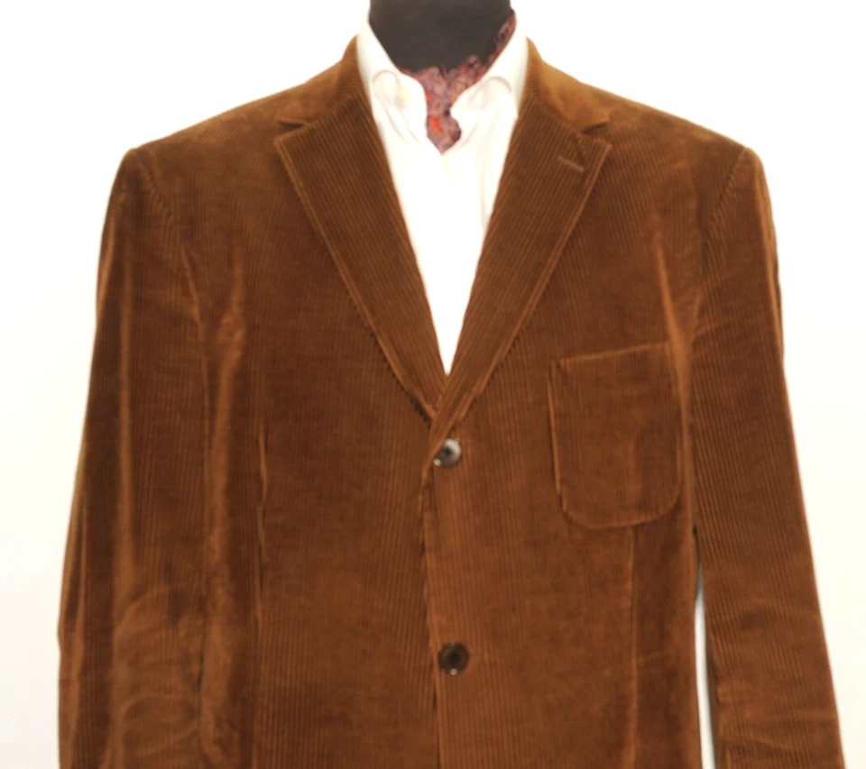 GREAT HUGO BOSS FELLINI MOVIE STYLE CORDUROY SUIT 44" LONG W 38'' BROWN - Image 3 of 4