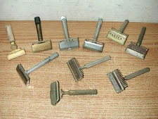 VINTAGE LOT OF 10 SINGLE EDGED SAFETY RAZORS: GEM, AUTO STROP & SCHICK EVERSHARP
