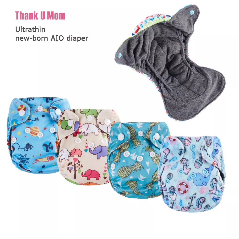 Planet Baby Cloth Diapers, AIO Reusable Pocket Diapers Sewn-in Bamboo  Inserts