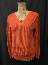 Vintage 70s After Ours French Terry V Neck Sweater Red Coral Size M/L