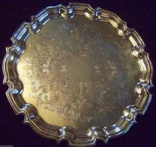 LARGE ENGLISH SILVER - CHIPPENDALE CHASED SHEFFIELD SILVER SALVER TRAY - SUPERB