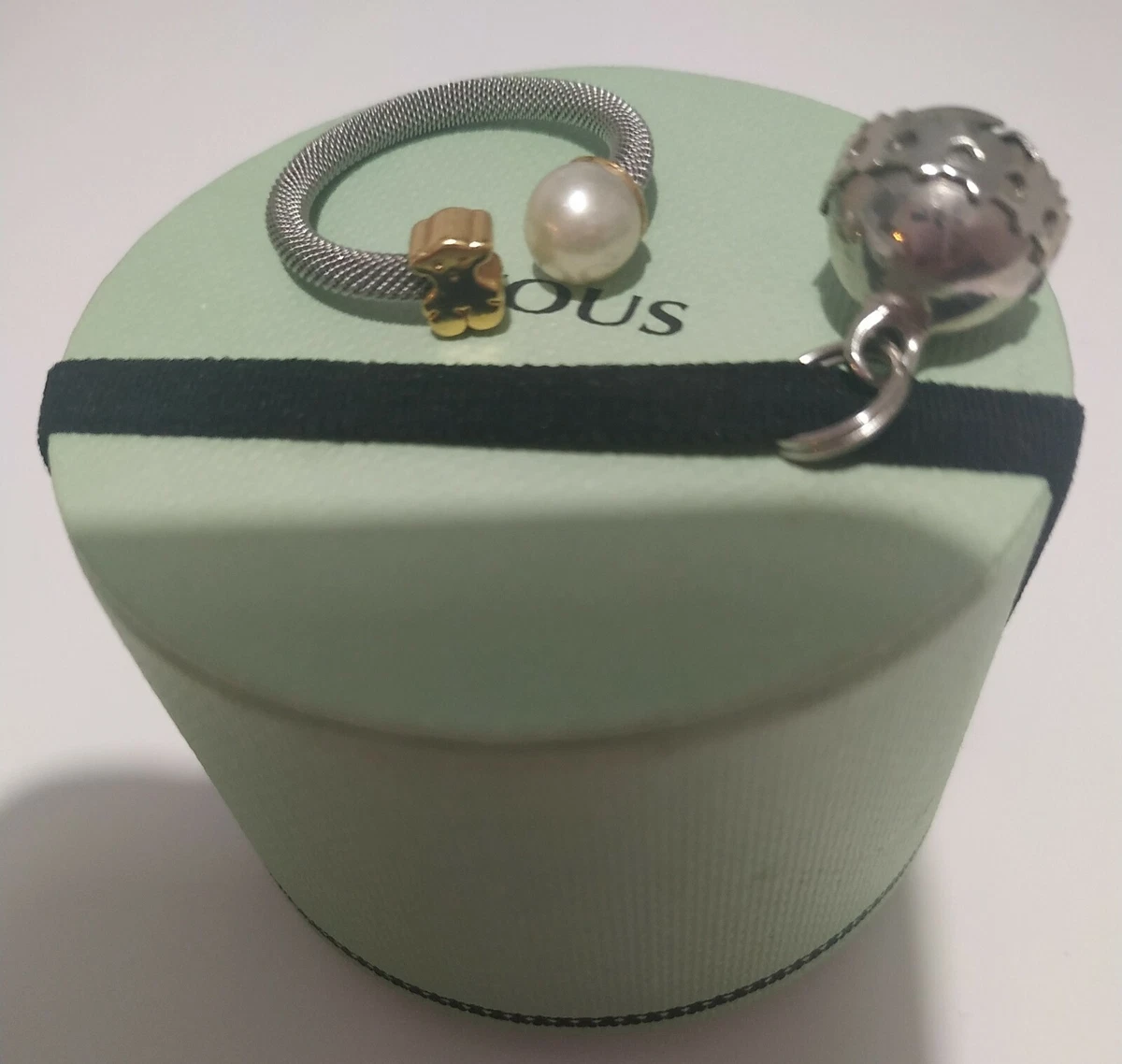 Anillo TOUS Icon Mesh de acero y oro amarillo de 18kt con perla