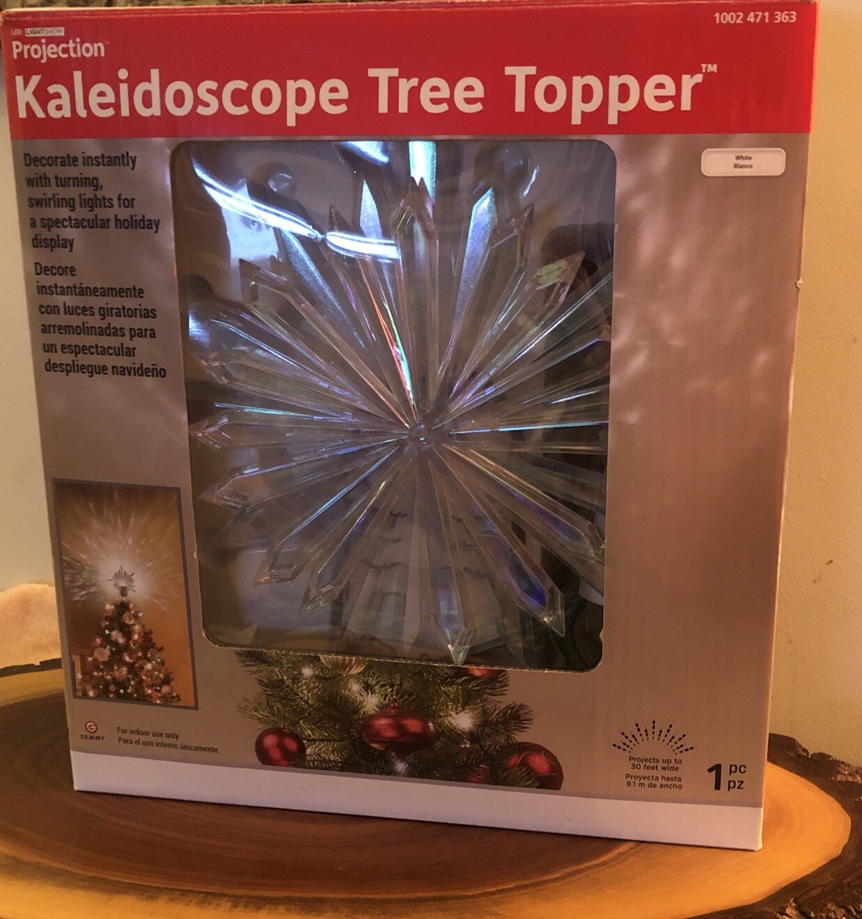Gemmy KALEIDOSCOPE Tree Topper Christmas Star Projects 20ft WHITE Light