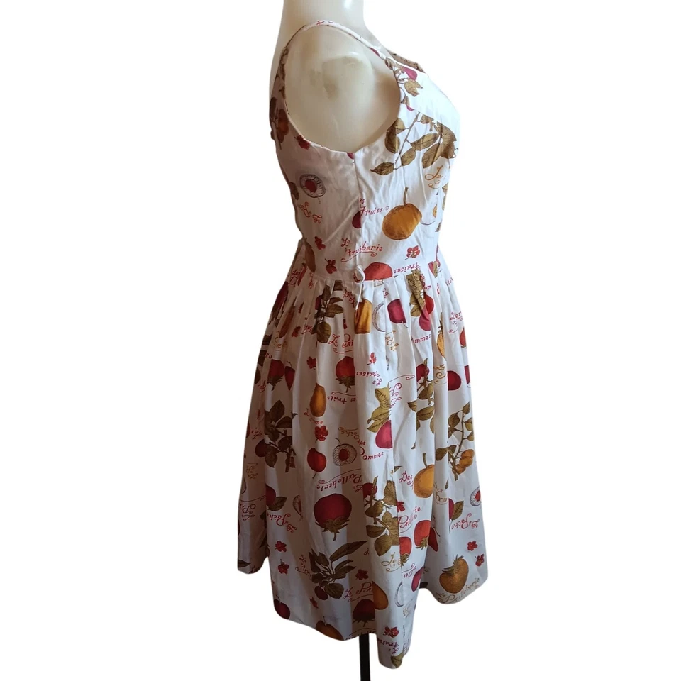 1OF1 sz 6 MCM Vintage 1960's French Fruit Pattern Summer Dress Sleeveless - Image 3 of 4