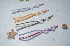 Set of 4 Color Small Macrame Daisy Keychain Boho Keychain Macrame key holders US