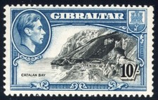 Gibraltar 1951 10/ KGVI RARE Broken "R" Variety Mint VF OG VLH w/ Certificate