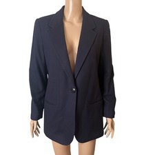 Sag Harbor Blazer Womens Size 10 Purple 100 Wool 1 Button Lined Career Jacket