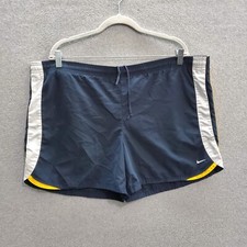 VINTAGE Nike Women Activewear Shorts XL Navy Logo Swoosh Run Drawstring