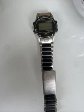 timex atlantic stainless steel black and silver vintage watch