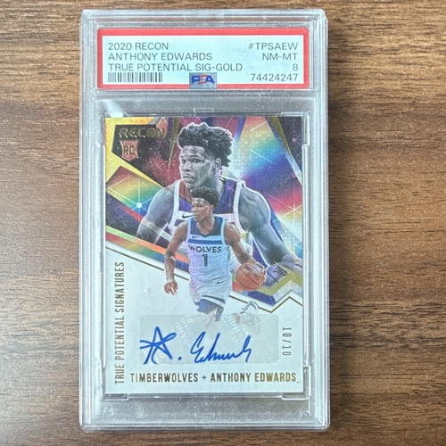 Panini 2020-21 Recon Anthony Edwards RC Auto Gold /10 PSA 8