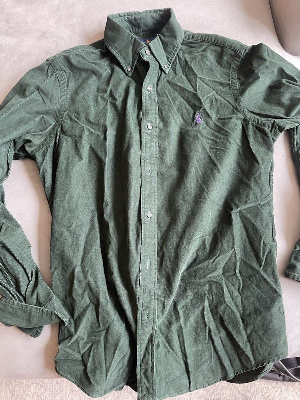 Polo Ralph Lauren Men College Green Button Down Corduroy Shirt Size M