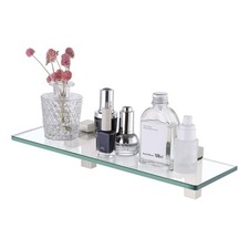 Bathroom Glass Shelf, Bathroom Wall Glass Shelves 16 Inch Shelf Wall Mounted ...