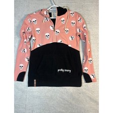 Ampersand Avenue Skull Print Pink Black Hoodie Womens M