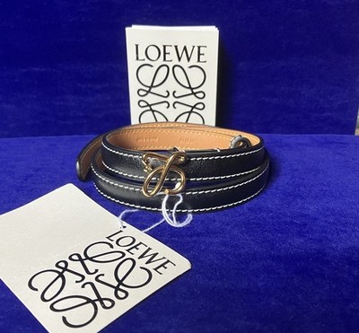NWT Loewe Women s Black Leather L Buckle Belt Skinny Size 70/28 Made In Spain