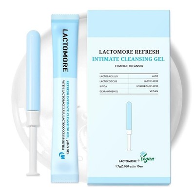Lactomore Refresh Intimate Cleansing Gel 10-pack Intimate Odor Remover NIB