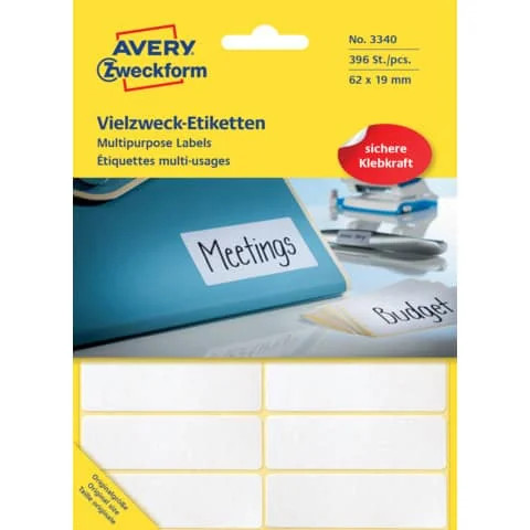 Avery Zweckform Vielzweck-Etiketten, 62 X 19 Mm, Weiß, Fp 1 Bis 40 Stk Spare 63%-image