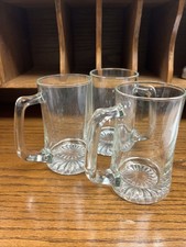 Set Of 3 Vintage Glass Beer Mugs No chips