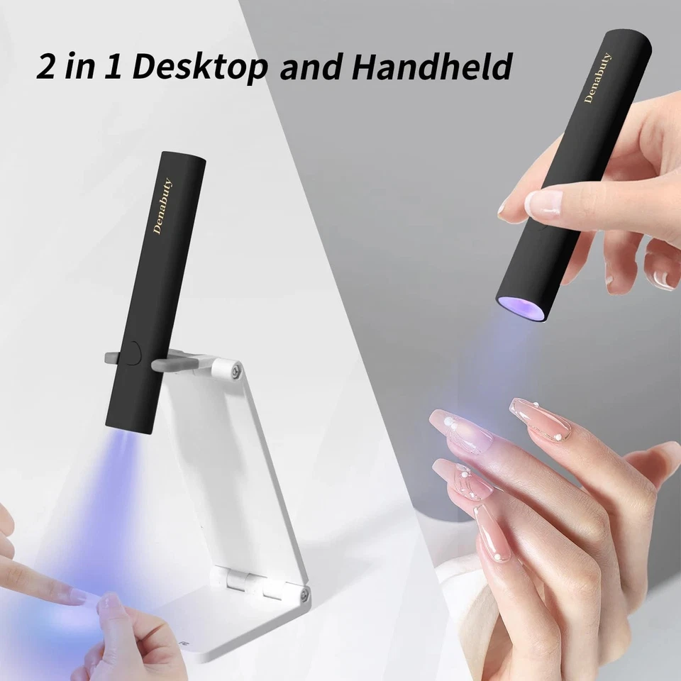 Luz UV Negra para Gel LED Uñas Lámpara Portátil con Soporte Portátil USB Inalámbrico Foto 2 de 4