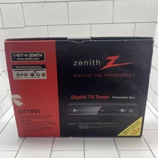 ZENITH Digital TV Tuner Converter Box DTT900 Remote Manual & Cables Complete