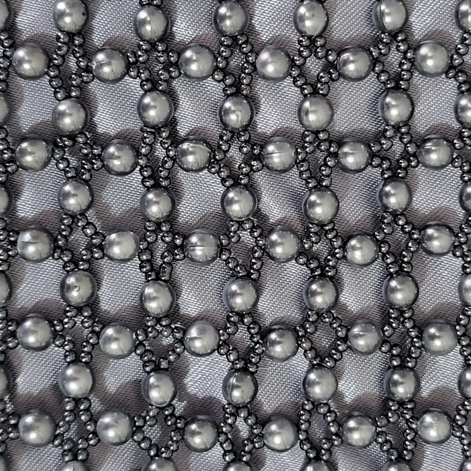 Bolso de Hombro de Noche Y2K Giorgio Beverly Hills De Colección Flecos con Cuentas Negro/Plateado Foto 4 de 4