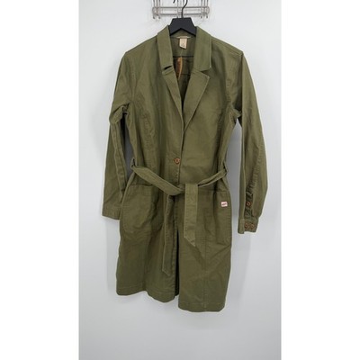 Duluth Trading Womens Tie Duster Makers Studio Coat Olive Green Medium