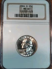 1964 D Washington Quarter Graded MS 65 by NGC - White/Great Luster