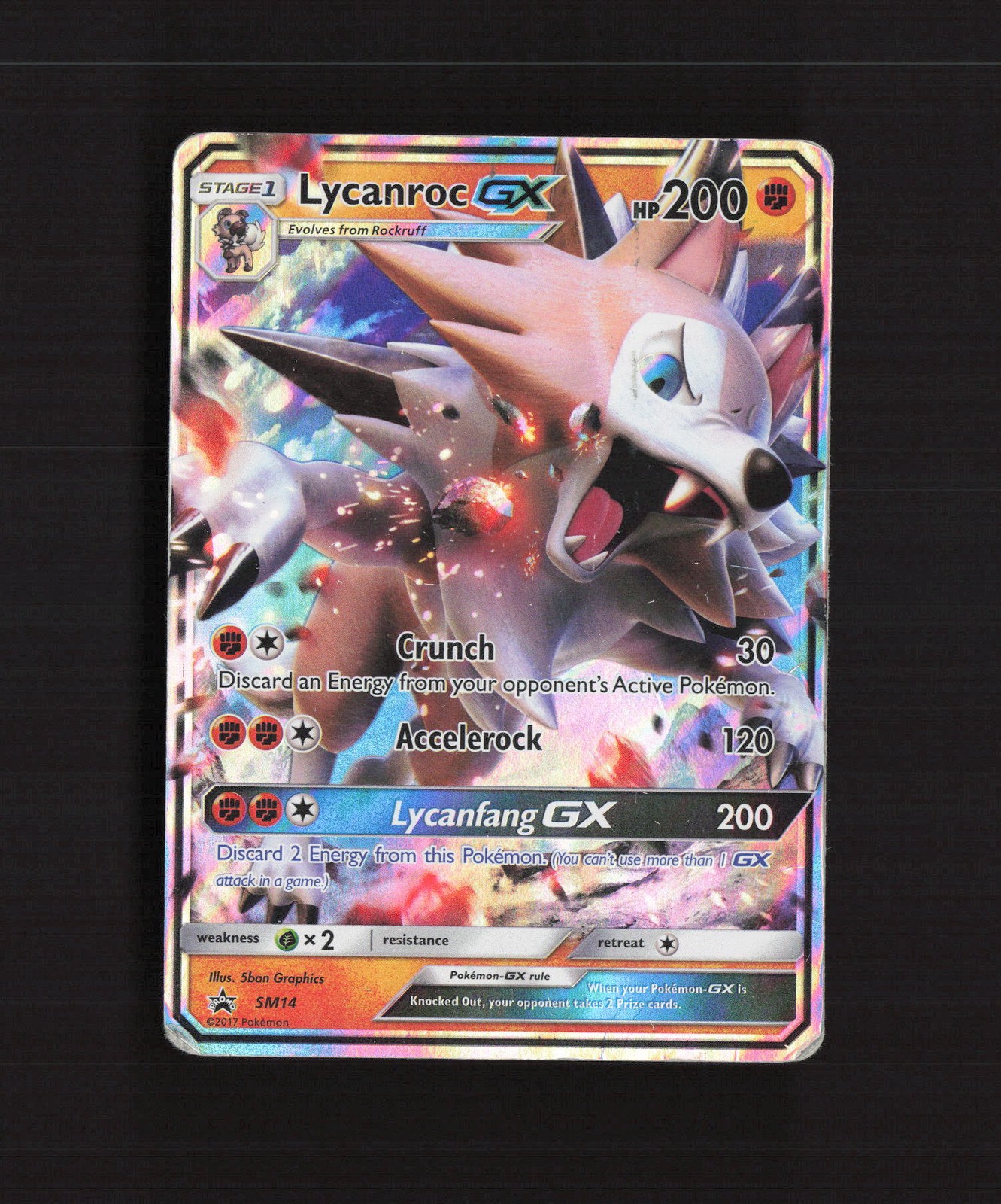 Lycanroc GX SM14 Sun & Moon Black Star Promo Holo Pokemon Card DMG