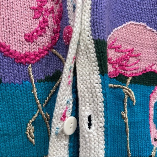 Vintage Storybook Knits Flamingo Sunset 2X 3 X cardigan pastel palm trees beach - Picture 10 of 15