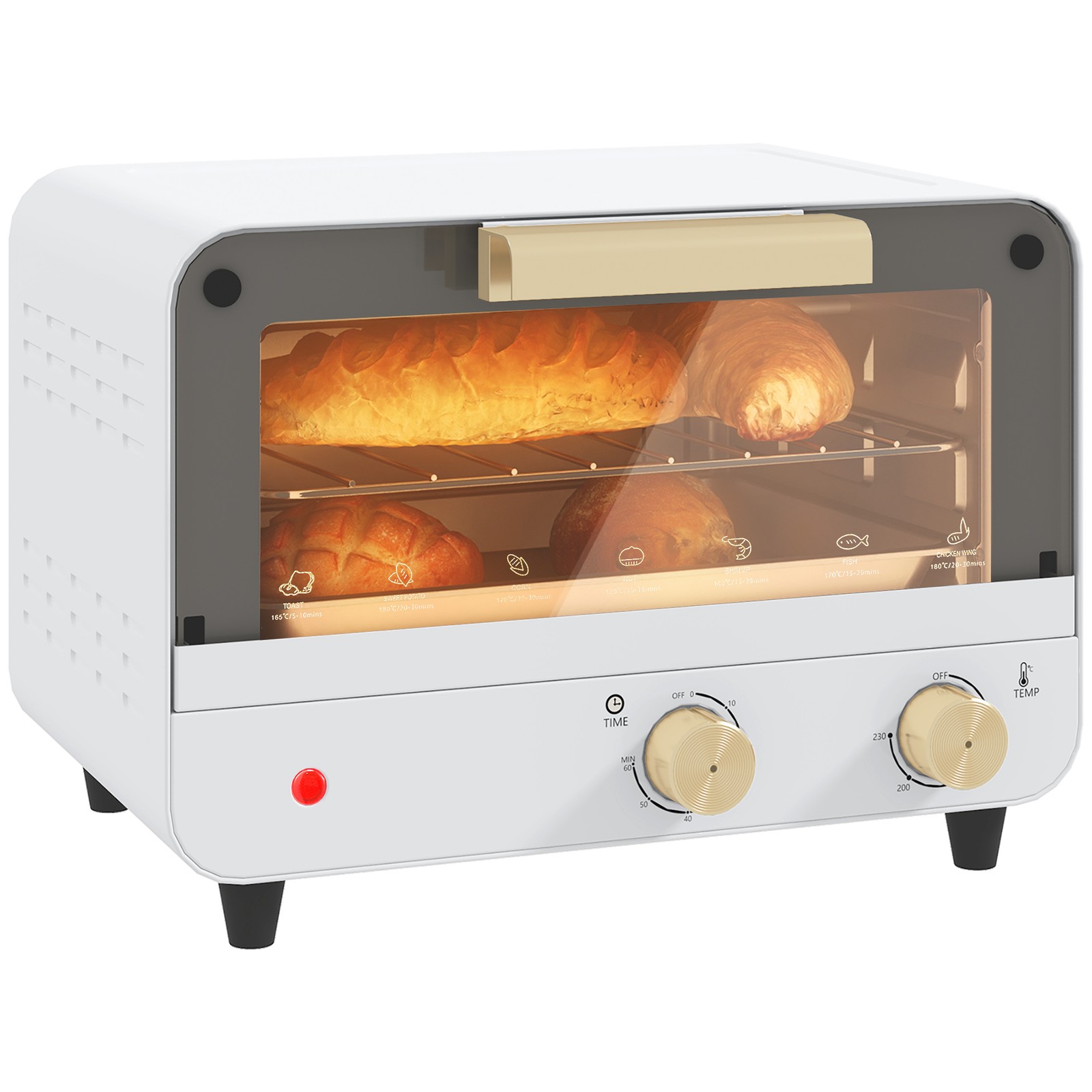 HOMCOM Forno Elettrico 12L Design Bianco e Oro: Stile e Gusto in Cucina