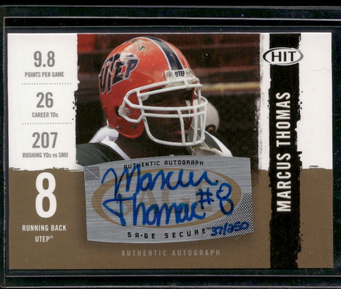 2008 SAGE HIT #A8 Marcus Thomas Autographs Gold #37/250