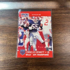 1990 Pro Set Buick CORNELIUS BENNETT Buffalo Bills Super Bowl Card XXV