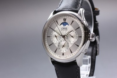 [Near MINT] Oris 7592 Moon Phase Silver Dial Day/Date Automatic Men's Watch