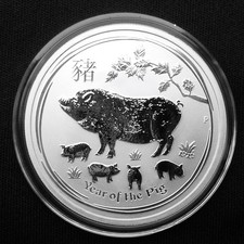 Lunar II 2019 Świnia Świnka 1/2 OZ 0,5 uncji Srebrna moneta 50 centów Australia Srebro