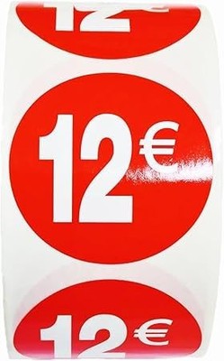 Konvolut 3 Rollen Preisschild ''12 '' - 1500 runde Aufkleber