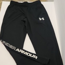 Under Armour Boys Sweatpants Black YL/JG/G 100 Polyester Loose Fit Drawstring