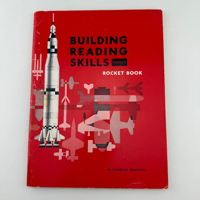 1950s Elementary SC Workbook Building Reading Skills Phonics Rocket Book Space