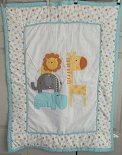 2017 Koala Baby Lion Giraffe Elephant Animals Blue White Reversible Crib Blanket