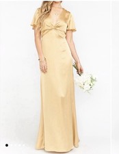 Show Me Your Mumu Rome Twist Gown S True Gold Luxe Satin Bridesmaid Maxi Dress