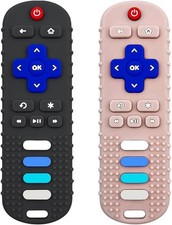 2 pcsTV Remote Shape Toys,BPA-Free, Freezer Safe,for 3-18 Months