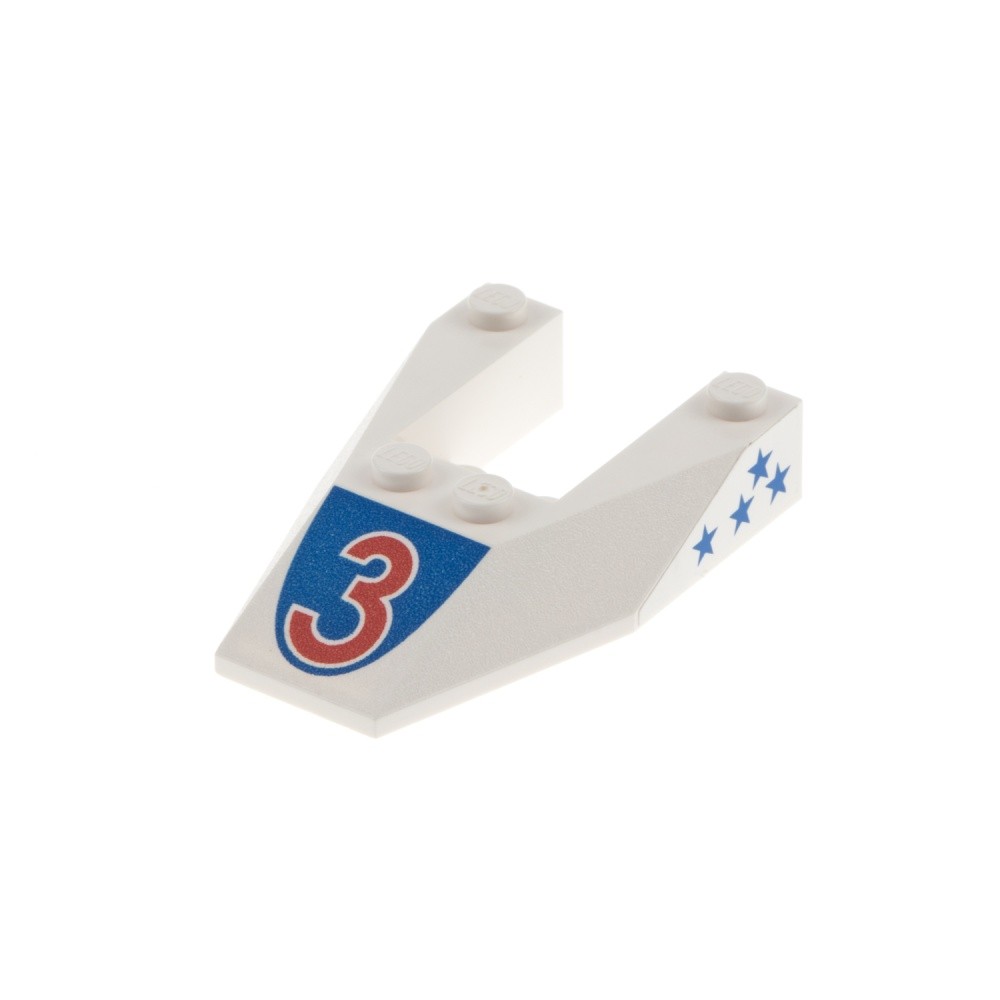 1x Lego Wedge Brick 6x4x1 White Printed Slope Brick Front 3 6153apb05