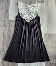 Kenneth Cole REACTION black white sleeveless v-neck swing dress (S) white croche