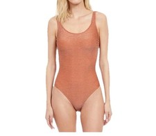 Gottex Martini Women Sz 10 Round Neck One-Piece Swimsuit Metallic Multi Orange
