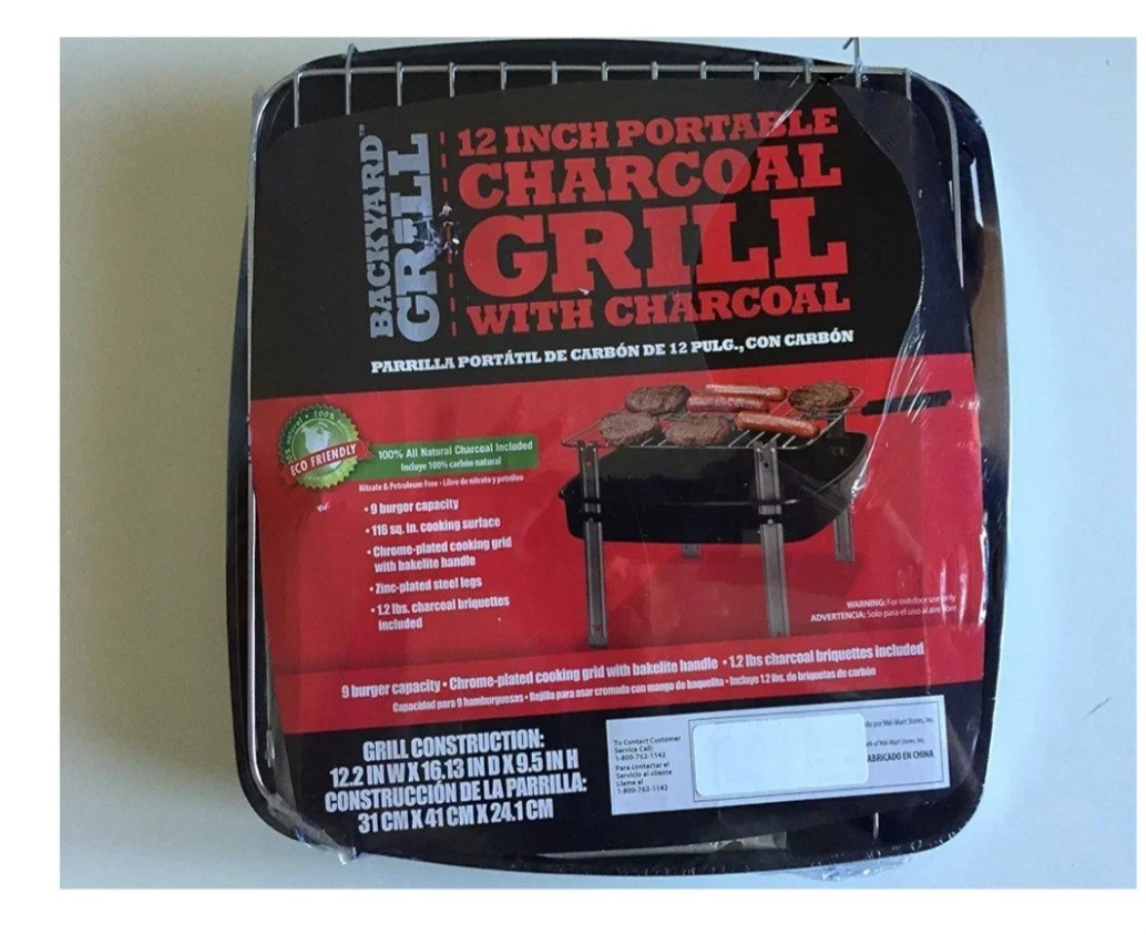 NEW! BACKYARD GRILL, 12 Inch Portable Charcoal Grill WITH Charcoal